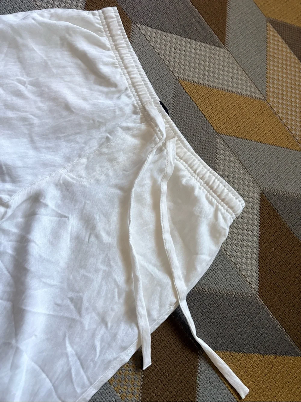 ZARA White Linen Blend Wide Leg Drawstring Summer Pants Size L